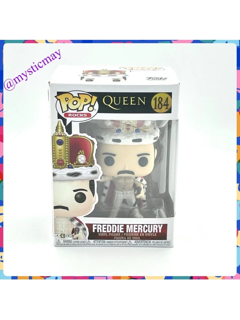 2021 Funko Pop Rocks QUEEN 184 FREDDIE MERCURY Figure w Crown and Cape in Box